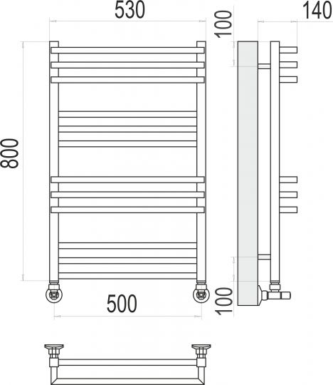Полотенцесушитель электрический TERMINUS Нойс П12 50х80 схема 3