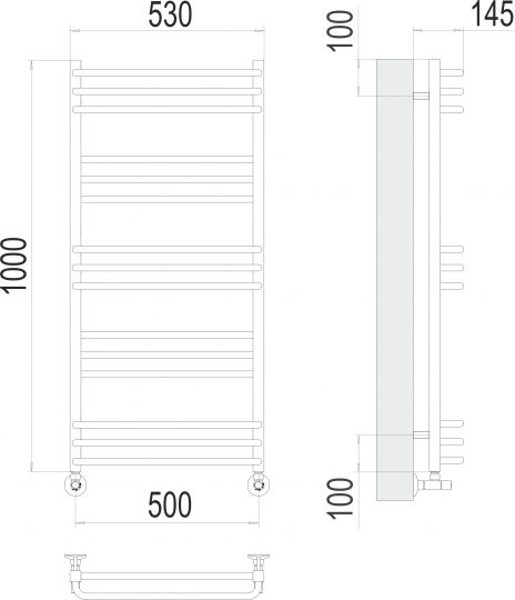 Полотенцесушитель электрический TERMINUS Сорренто П15 50х100 схема 3