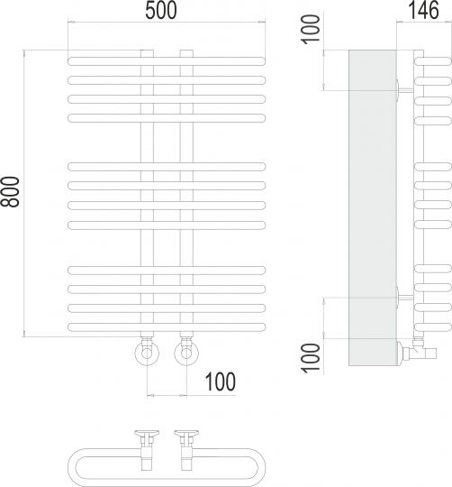 Полотенцесушитель электрический TERMINUS Сахара П12 10х80 схема 3