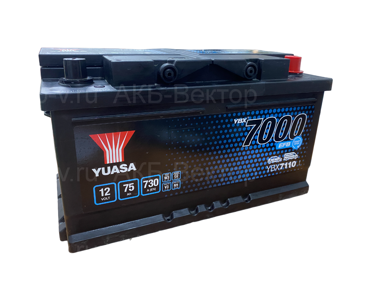 YUASA EFB 75Aч 730А(EN) YBX7110-075 низкий