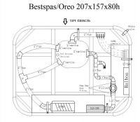 Прямоугольный гидромассажный СПА бассейн BestSpas Oreo 207х157 схема 9