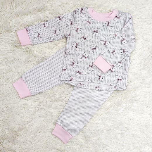 Пижама зайчата/розовый кант