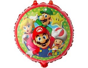 Усатый Марио круглый шар фольгированный с гелием
