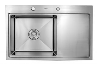 Мойка для кухни врезная из нержавеющей стали 78х50 см. Hoffger HFG-7850S-L сатин левая