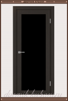 Межкомнатная дверь ТУРИН 501.2 ЭКО-шпон Венге. стекло - Лакобель Чёрное