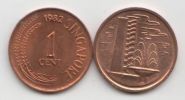 Сингапур 1 цент 1967-1984 XF-UNC