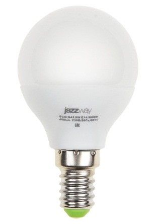Светодиодная лампа Jazzway Шар G45 E14 5W(400Lm) 4000K 4K 80x45 матовая PLED-ECO-G45 .1036926A