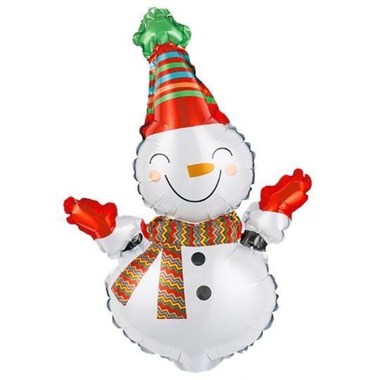 Снеговик на палочке шар фольгированный с воздухом