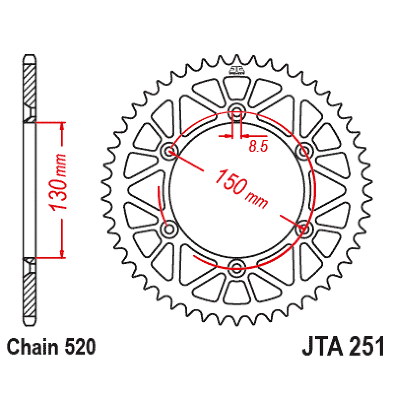 JTA 251, звезда задняя алюминий