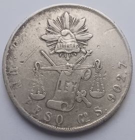 1 песо (Регулярный выпуск) Мексика 1872 Go S