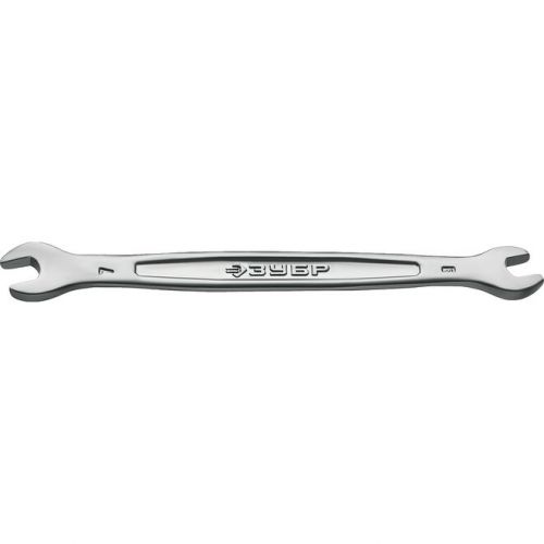 ЗУБР 6х7 мм, Cr-V сталь, хромированный, гаечный ключ рожковый 27010-06-07_z01 Профессионал