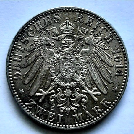 2 марки 1914 Гамбург UNC Редкий год