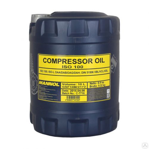 Масло компрессорное Compressor Oil ISO 100, 10 л MANNOL 1495