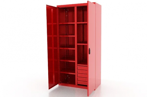 Шкаф металлический для инструмента двухсекционный, красный FERRUM 03.3058-3000