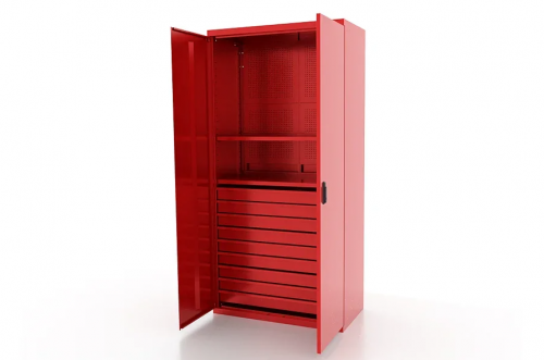 Шкаф металлический для инструмента двухсекционный, красный FERRUM 03.3092-3000