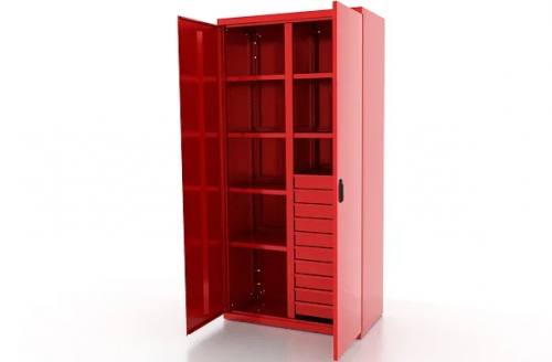 Шкаф металлический для инструмента двухсекционный, красный FERRUM 03.3106-3000