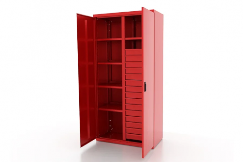 Шкаф металлический для инструмента двухсекционный, красный FERRUM 03.3155-3000