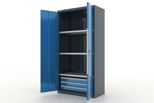 Шкаф металлический для инструмента двухсекционный, темно-серый - синий FERRUM 13.1331-7016/5015