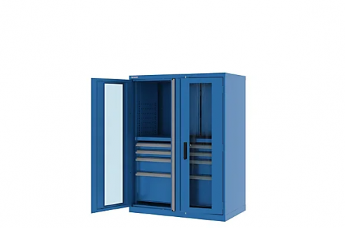Шкаф металлический для инструмента двухсекционный, Titan, дверца со стеклом, синий FERRUM 43.1203-5015