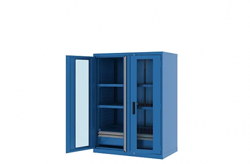 Шкаф металлический для инструмента двухсекционный, Titan, дверца со стеклом, синий FERRUM 43.1202-5015