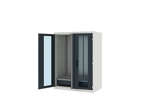 Шкаф металлический для инструмента двухсекционный, Titan, дверца со стеклом, темно-серый FERRUM 43.1204-7001/7016