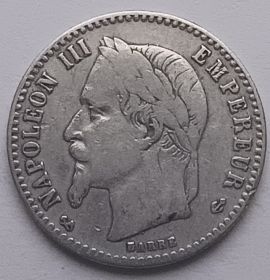 Император Наполеон III 50 сантимов  Франция 1865