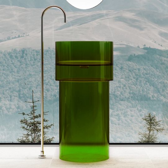Изображение Прозрачная отдельностоящая раковина ABBER Kristall AT2701Emerald зеленая 45х45
