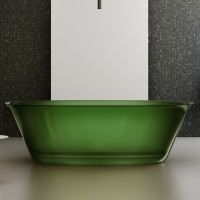 Овальная прозрачная ванна ABBER Kristall AT9707Emerald зеленая 170х75 схема 1