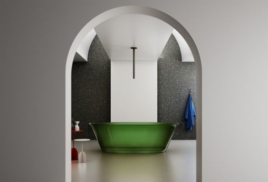 Овальная прозрачная ванна ABBER Kristall AT9707Emerald зеленая 170х75 ФОТО