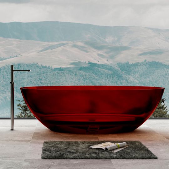 Фото Красная прозрачная ванна ABBER Kristall AT9702Rubin 180х85