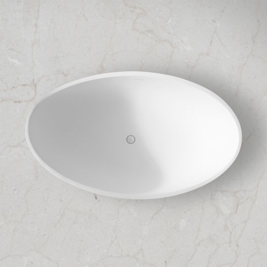 Отдельностоящая ванна из искусственного камня ABBER Stein AS9639 белая матовая 180х110 ФОТО