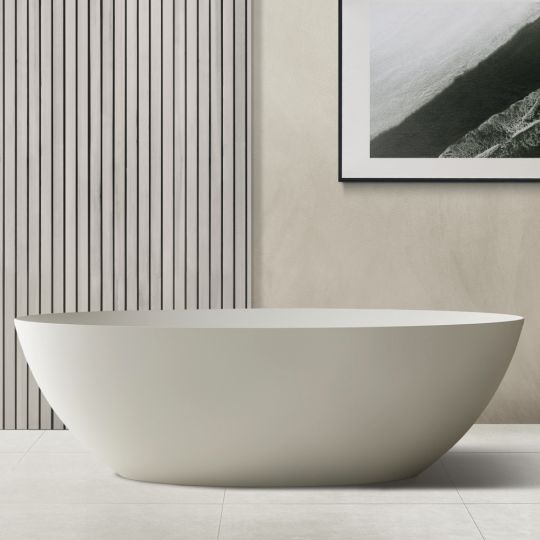 Фото Отдельностоящая ванна из искусственного камня ABBER Stein AS9625-1.6 белая матовая 160х75