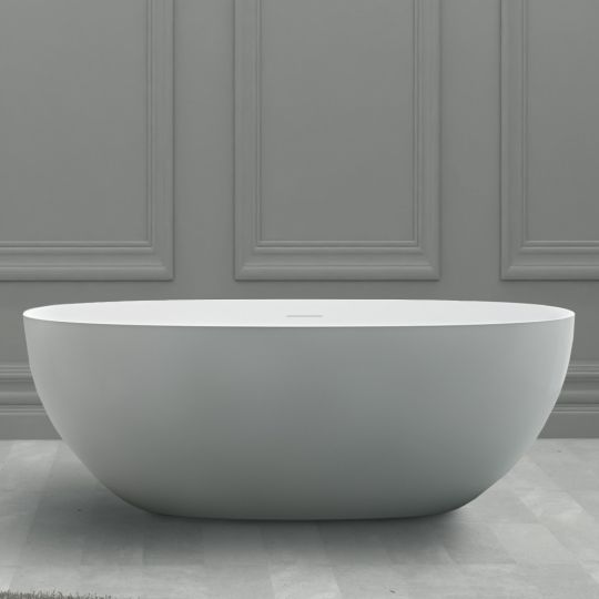 Фото Отдельностоящая ванна из искусственного камня ABBER Stein AS9624-1.6 белая матовая 160х75
