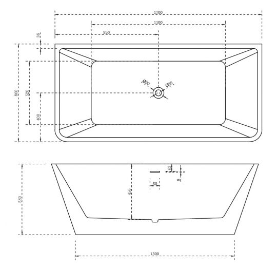 Акриловая ванна ABBER AB9212-1.7 170х80 ФОТО
