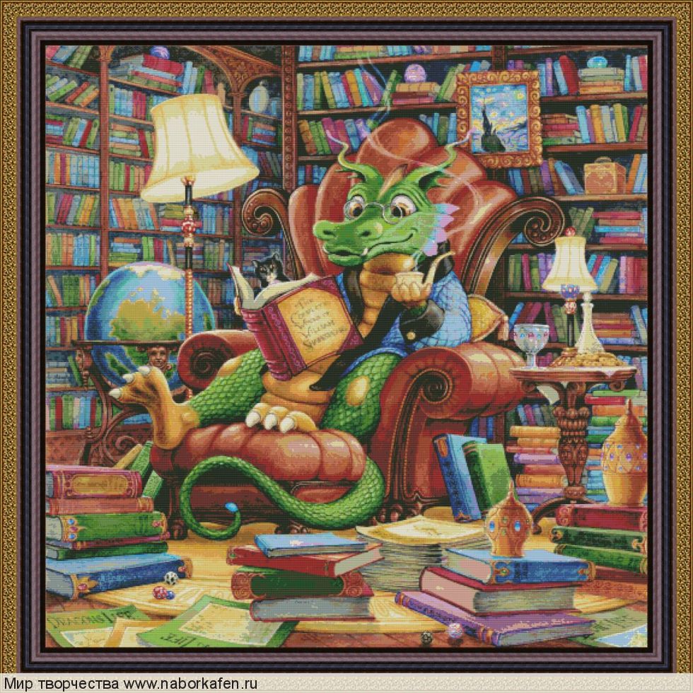 Набор для вышивания "Dragon в библиотеке"