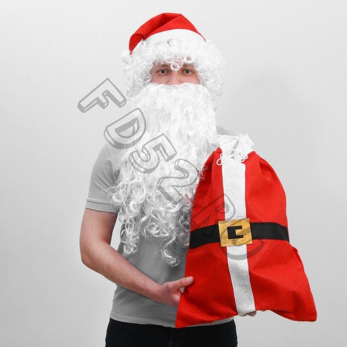 Карнавальный набор «Дед Мороза»: парик, борода, мешок с ремнем, колпак