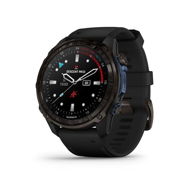 Умные часы Garmin Descent MK3i - 51 мм титан Carbon Grey DLC с черным силиконовым ремешком фото