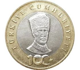 100 лет Республике (Камаль Ататюрк) 5 лир Турция 2023