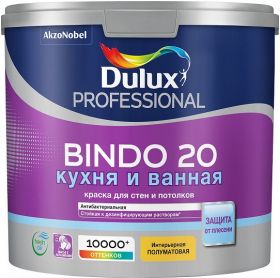 Краска для Кухни и Ванной Dulux Bindo 20 2.5л Полуматовая, Белая / Дюлакс