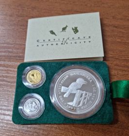 Австралия Набор 3 монеты "Австралийская семья монет из драгоценных металлов" 1997 год Proof