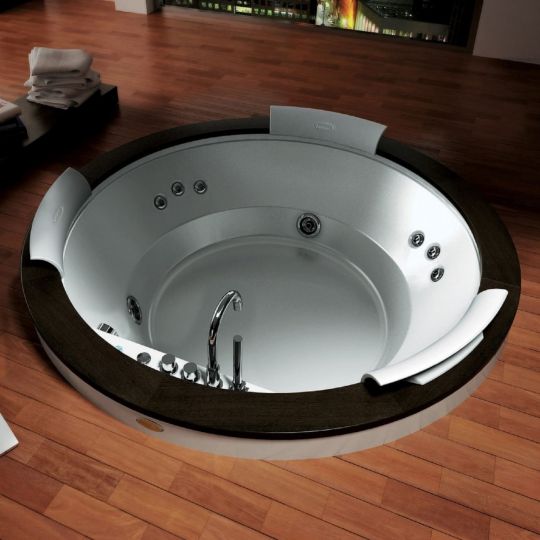 Гидромассажная круглая ванна Jacuzzi Nova Wood встраиваемая или отдельностоящая 180x66 схема 3