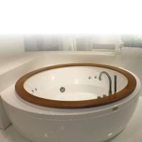Гидромассажная угловая ванна Jacuzzi Nova Corner Wood с фронтальной панелью 160x160x66 схема 1