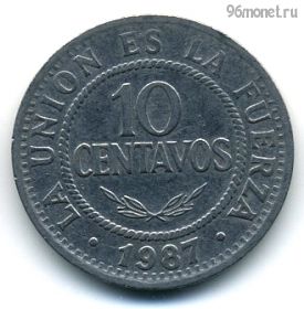 Боливия 10 сентаво 1987