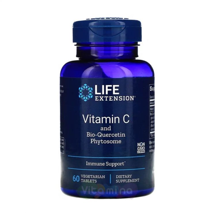 Life Extension Витамин C Био-Кверцетин, Vitamin C and Bio-Quercetin Phytosome, 60 капс