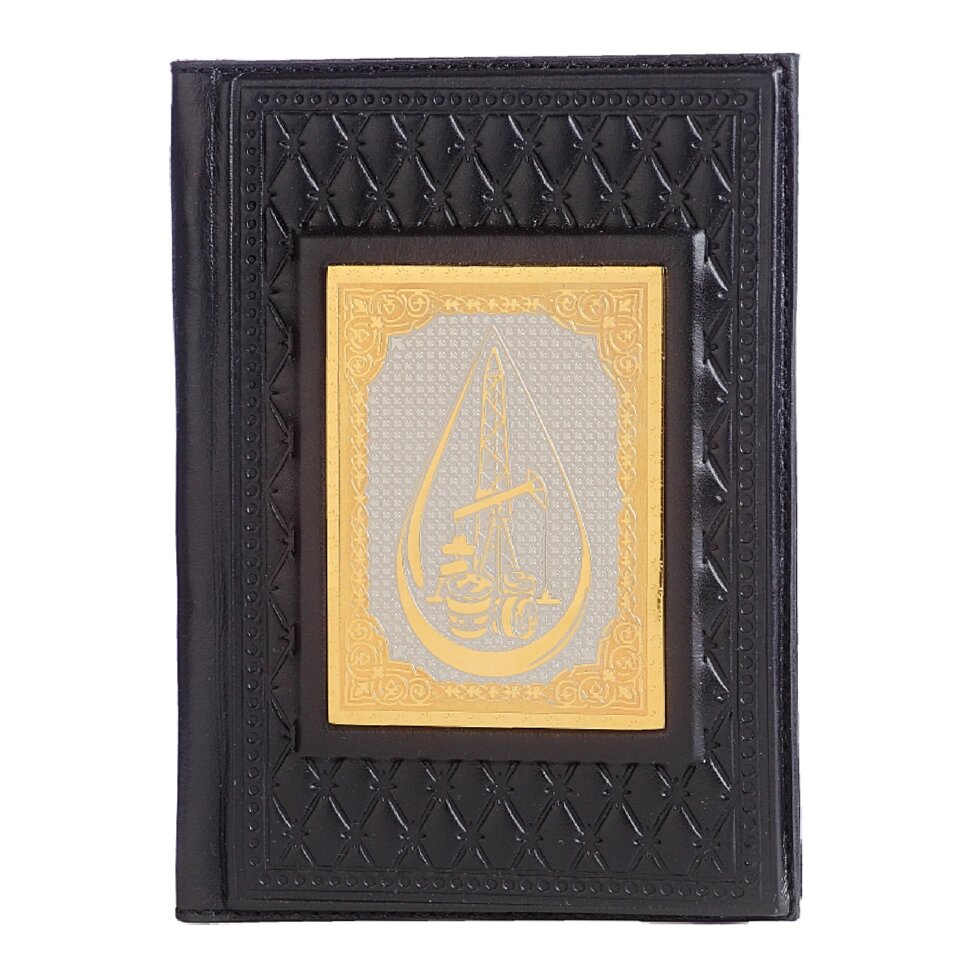 Макей Обложка для паспорта «Нефтегаз-4» с накладкой покрытой золотом 999 пробы Арт. 009-14-62-3