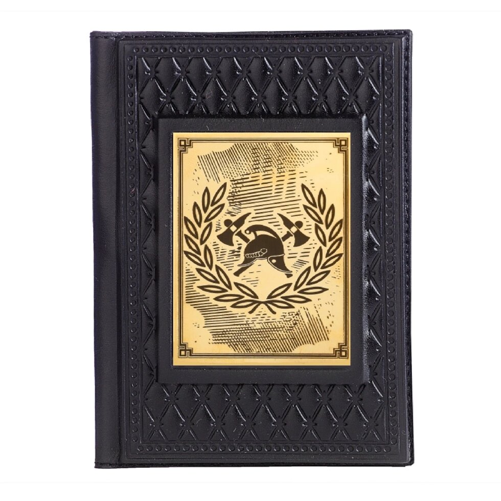 Макей Обложка для паспорта «Пожарному-4» с накладкой покрытой золотом 999 пробы Арт. 009-14-62-13