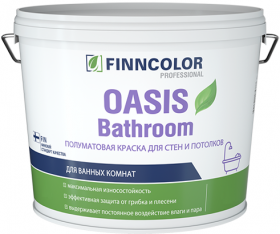 Краска для Ванной Finncolor Oasis Bathroom 9л Влагостойкая, Моющаяся, Водно-Дисперсионная / Финнколор Оазис Бафрум