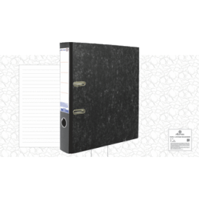 Папка-регистратор 75мм мрамор ATTOMEX черная этикетка, собранная 3090403
