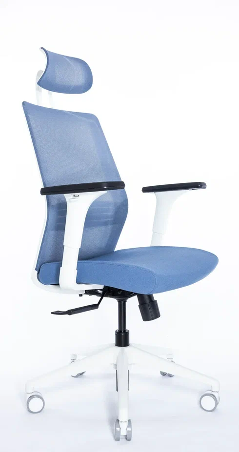 Офисное эргономичное кресло Soul (белый каркас/синее)