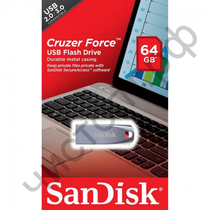флэш-карта SanDisk 64GB Cruzer Force металл